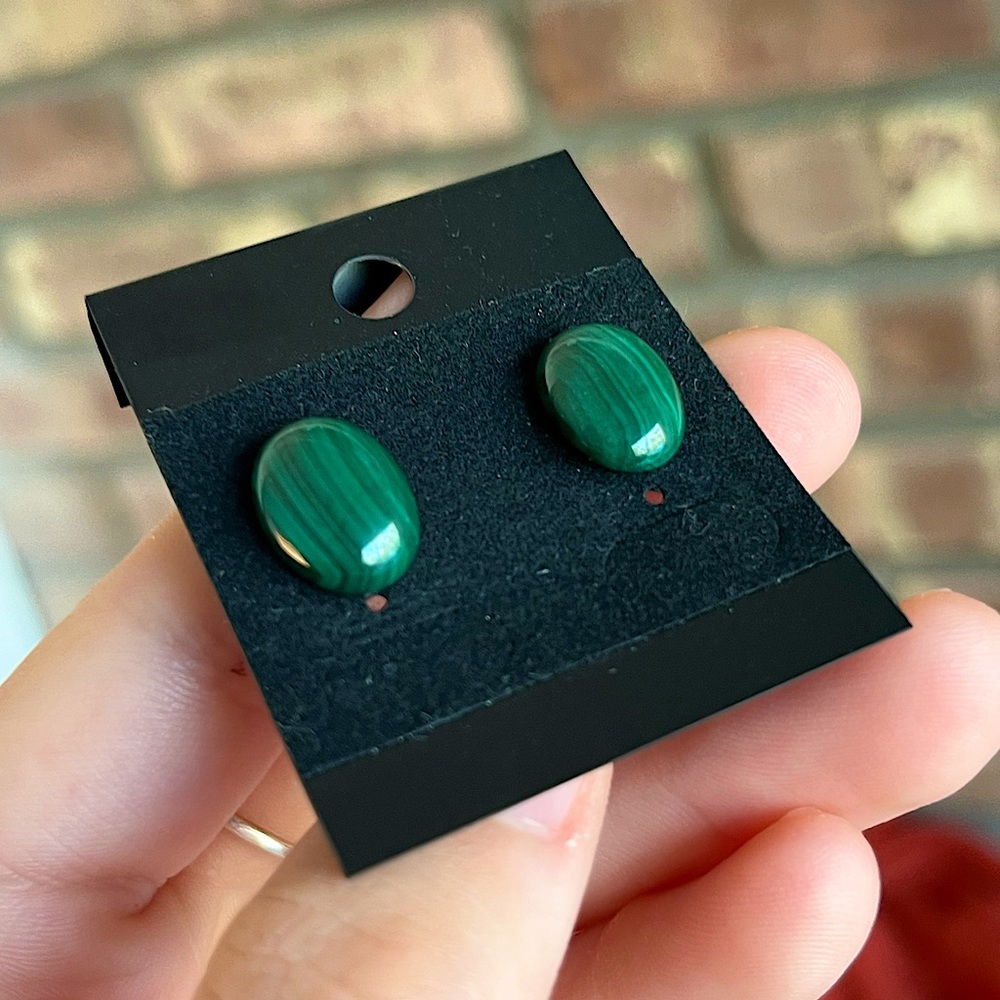 Genuine Malachite Stud Earrings